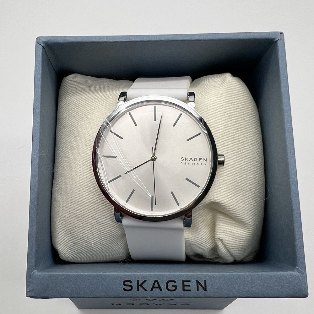 Men's Skagen white silicone Band Watch SKW6330 Read Des